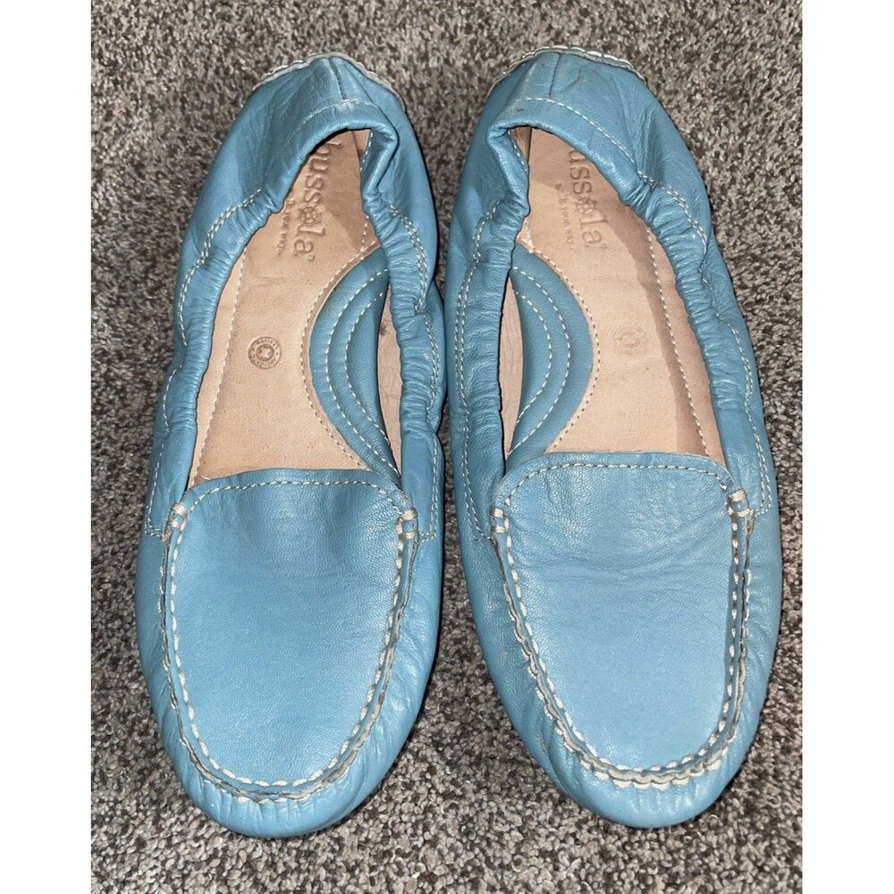 Bussola Leather Soft Teal  Driving Moccasin Loafers Size 37